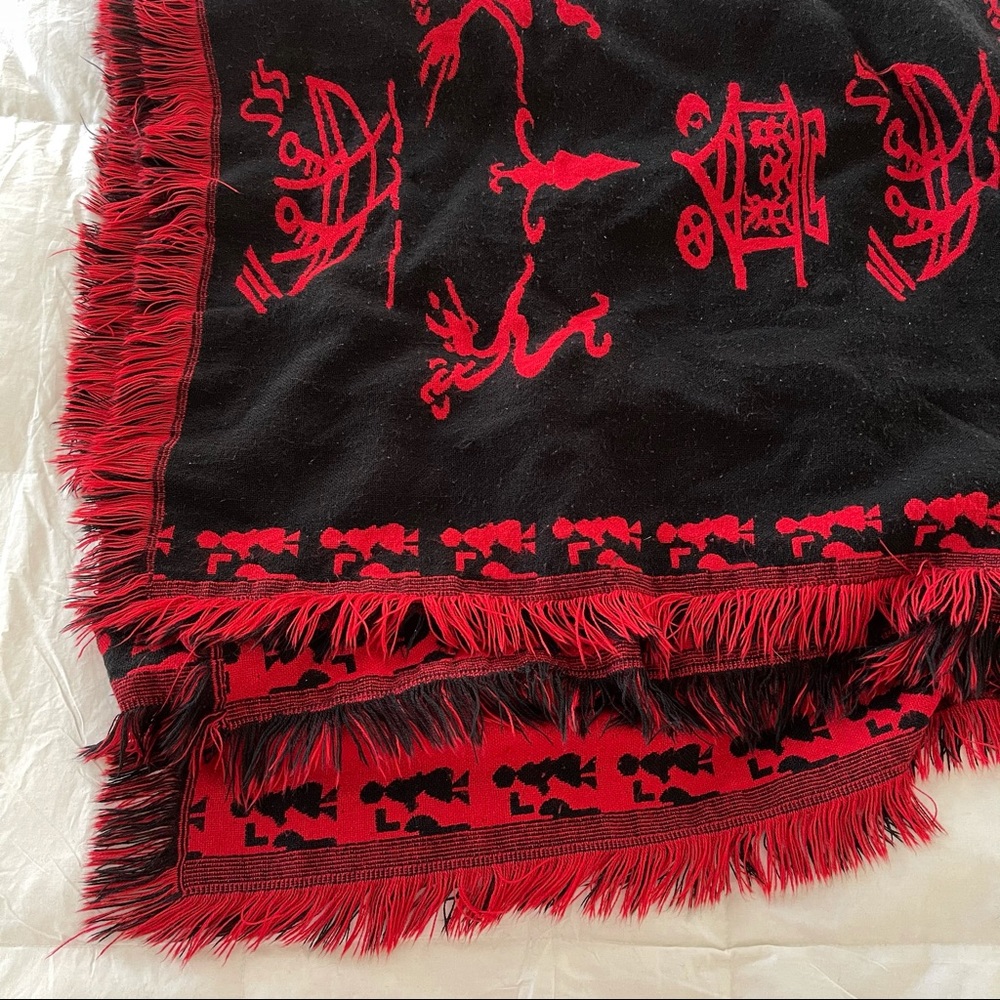 Wool Rayon Blend Scarf Wrap Heavy Reversible L